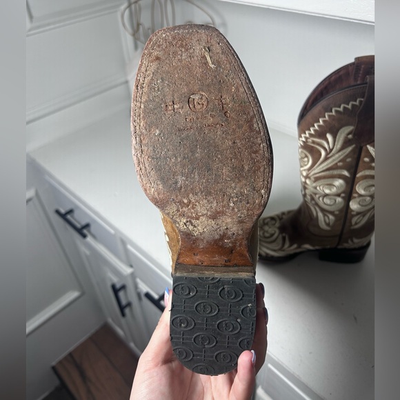 Circle G Brown Embroidered Western Cowboy Boots Women 6.5 Leather Rodeo - Picture 7 of 8